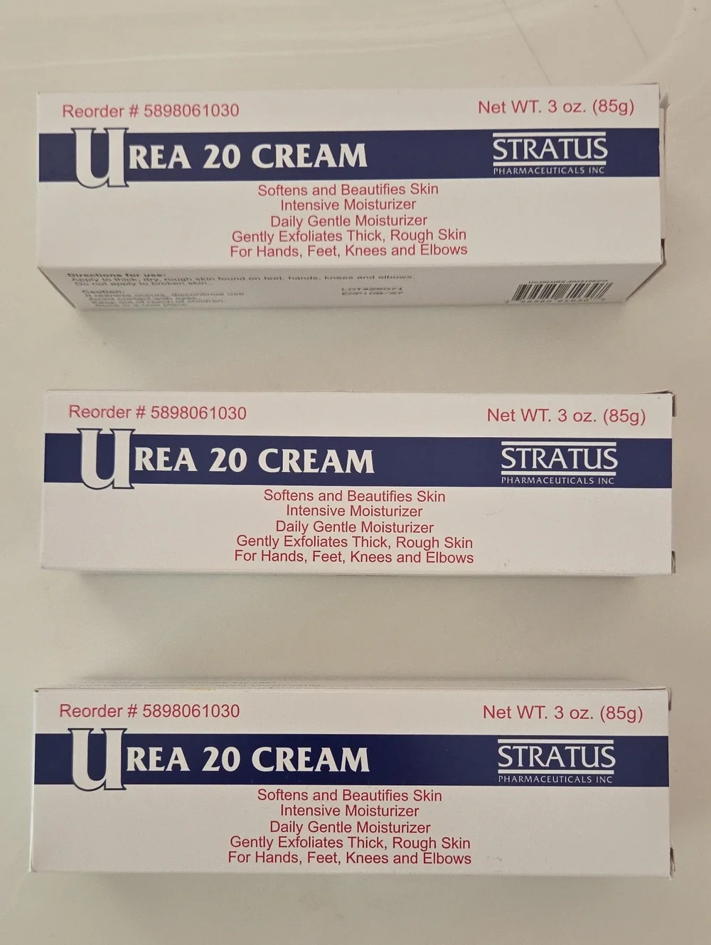 NIB Lot Of 3 Stratus Safety Sealed Tube Stratus Urea 20 Cream